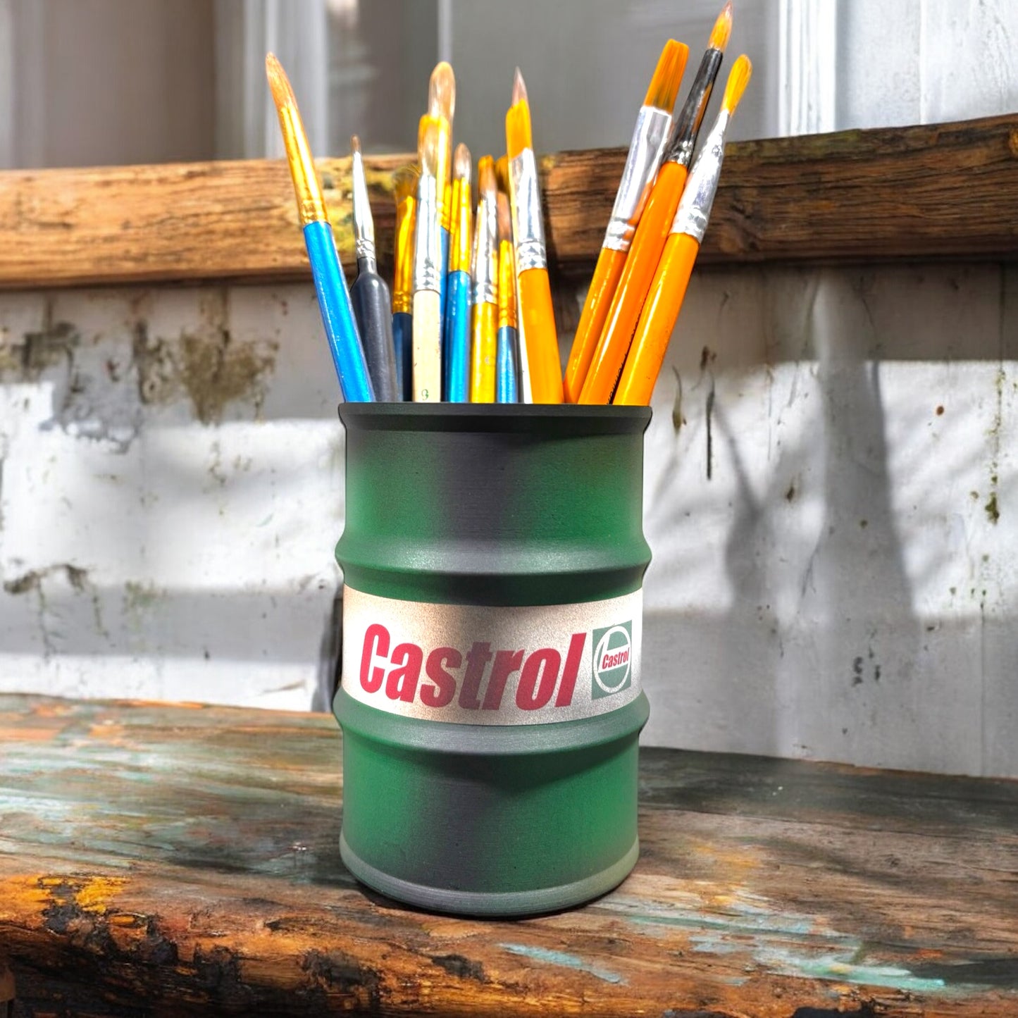 Paint Brush or Pen Pot - Castrol Oil Drum