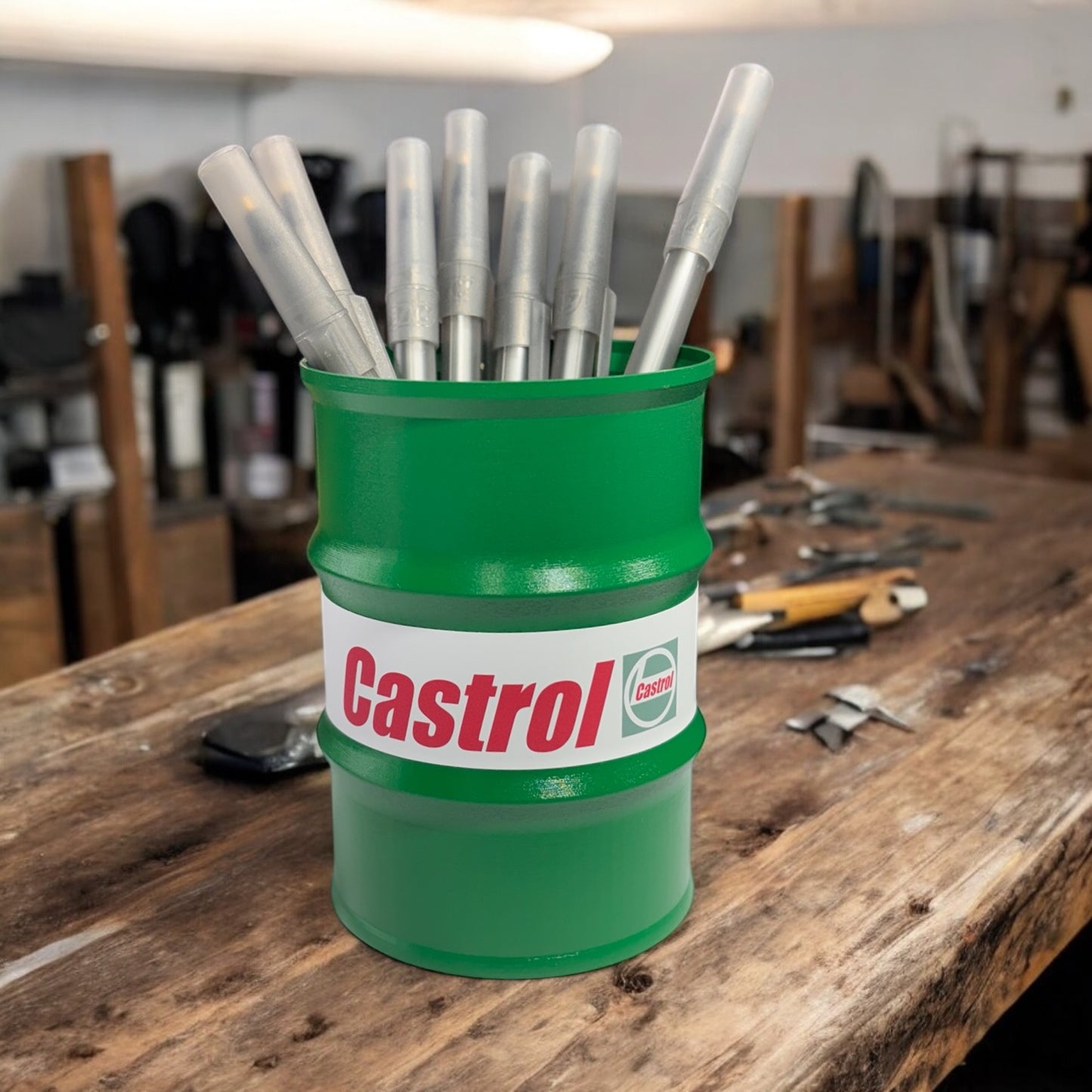 Paint Brush or Pen Pot - Castrol Oil Drum