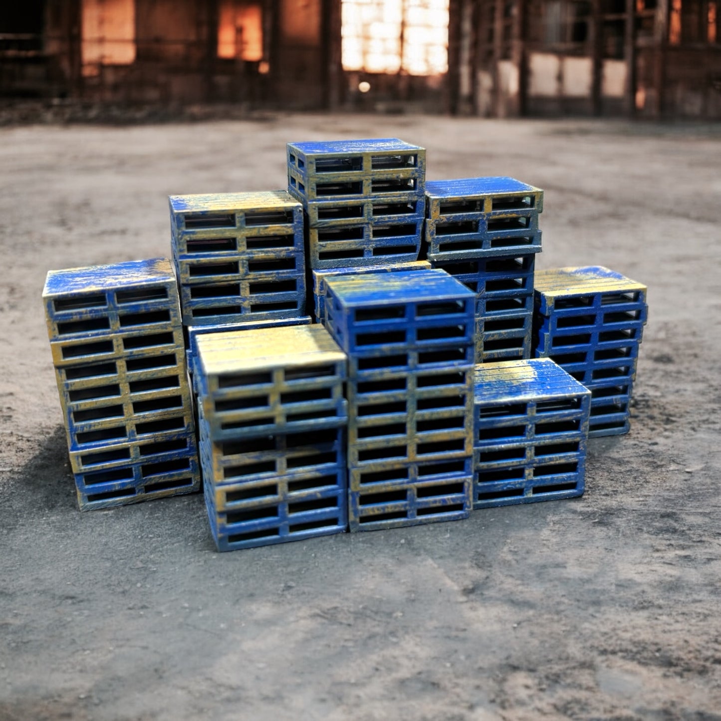 Blue Pallet Stacks - Weathered - OO Gauge