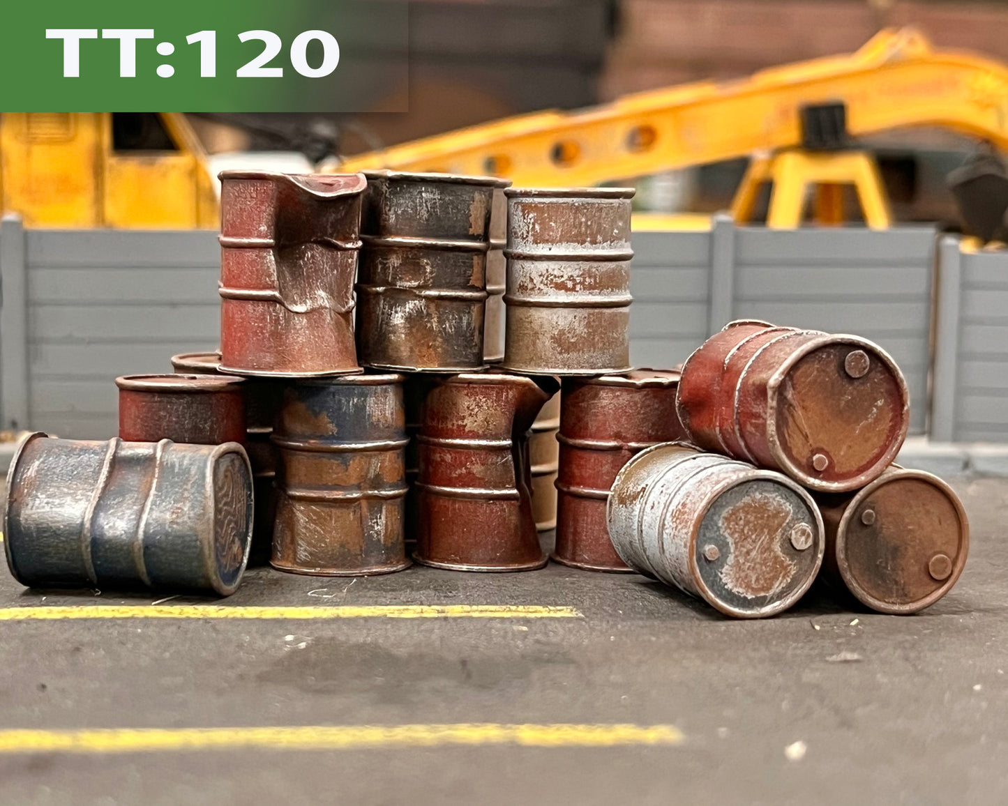 Coloured Dented Oil Drums - Premium Weathered - TT:120